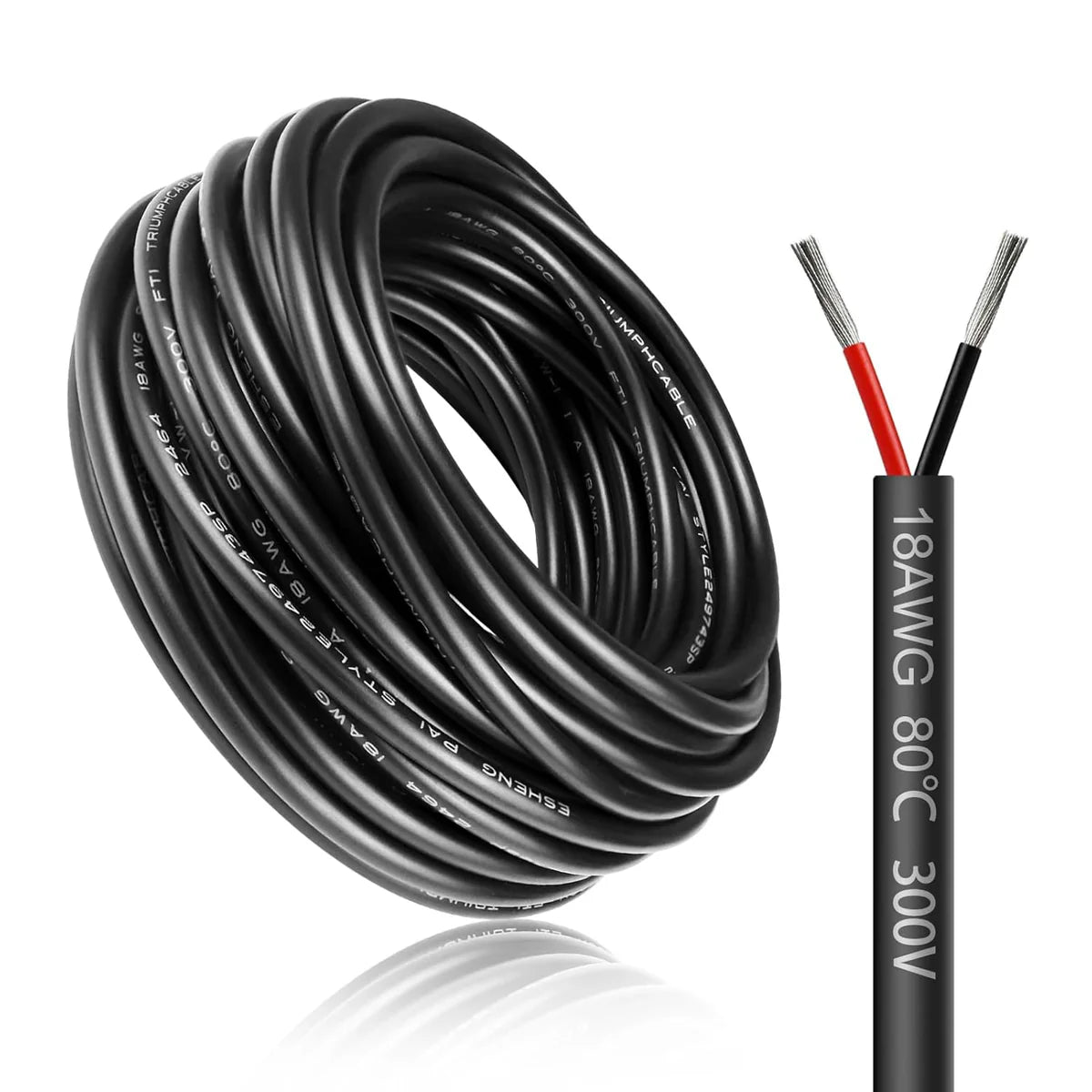 18 AWG PVC Insulated Copper Cable, 2–8 Conductor Stranded Copper Wire – Black Industrial Electrical Control Cable for Signal Transmission, Automation Systems & Bulk Engineering Supply – 5/10/20/50m