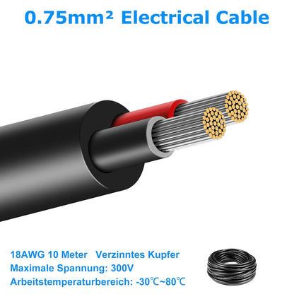 18 AWG PVC Insulated Copper Cable, 2–8 Conductor Stranded Copper Wire – Black Industrial Electrical Control Cable for Signal Transmission, Automation Systems & Bulk Engineering Supply – 5/10/20/50m