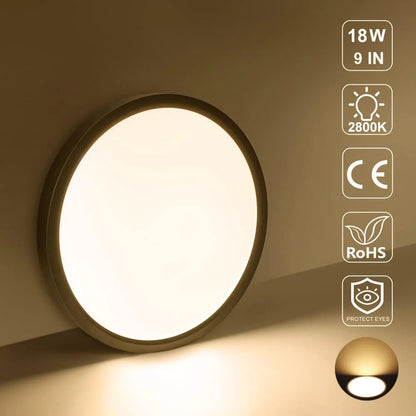 AC 220–240V | 9 Inch 18W Round Slim Flush Mount Ceiling Lights – White / Black  | 3000K / 4500K / 5000K / 6500K | Flush Mount Ceiling Light for Apartment & Commercial Spaces – Local Stock (UK)