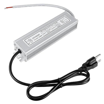 24V Outdoor Waterproof LED Power Supply 30W–100W, 90–265V Input, Single Wire Output, Aluminum Housing, Landscape & Outdoor Lighting, CE/RoHS/FCC Certified, Waterproof Transformer for Outdoor Lighting, US/UK/EU Plug