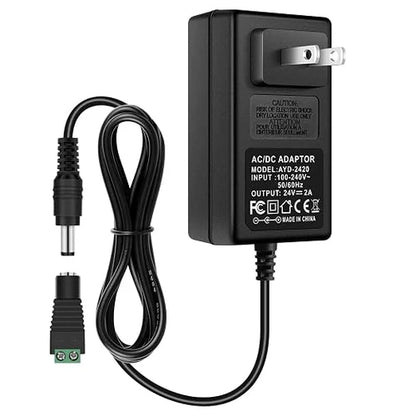 inShareplus 2er-Pack DC 24 V Netzteil, 100–240 V AC auf DC 24 Volt 1 A 24 W LED-Treiber, Niederspannungstransformator mit 5,5 mm x 2,1 mm DC-Stecker, Wandadapter für 24 V LED-Lichtstreifen, CCTV-Kamera 