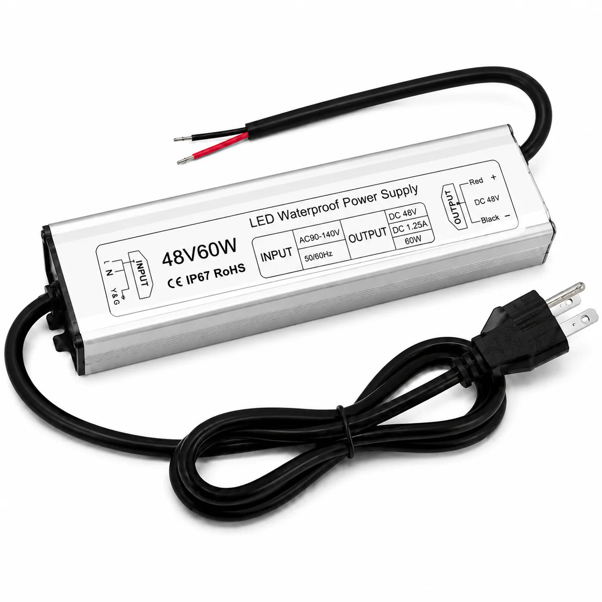 inShareplus 48 V 400 W LED-Netzteil, IP67 regenfester, wasserdichter Außentreiber, AC 90–140 V auf DC 48 V Niederspannungstransformator, Adapterkonverter für LED-Licht, Computerprojekt, Außenbereich 