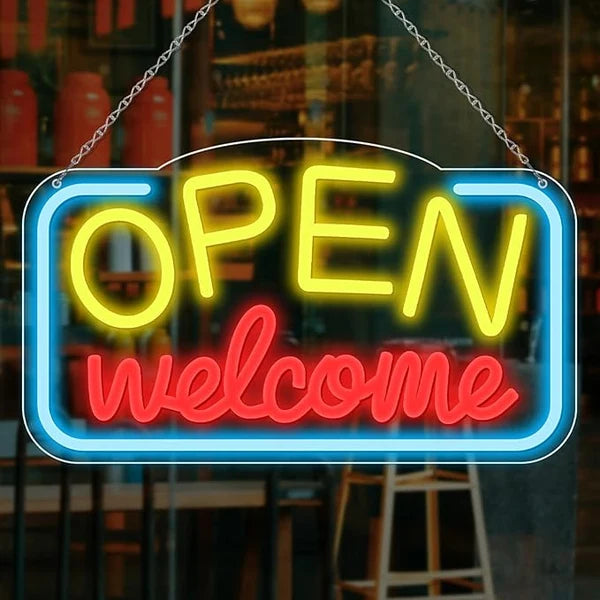 OPEN Welcome Silicone LED Store Signs – USB Powered | 16.9×9.4 inch | LED Light for  Store Entrances & Business Locations | 2 Color Options