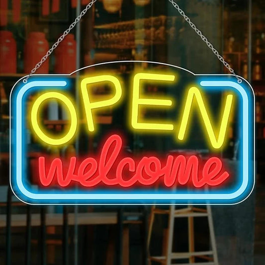 OPEN Welcome Silicone LED Store Signs – USB Powered | 16.9×9.4 inch | LED Light for  Store Entrances & Business Locations | 2 Color Options