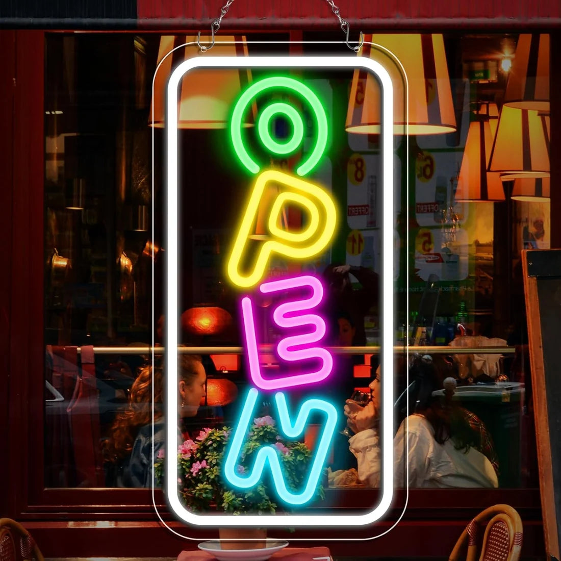 OPEN LED Store Signs – 16.2×9.1 Inch Silicone Neon Light | USB Powered 5V Dimmable Multicolor Glow | Horizontal & Vertical Style for  Store Entrances & Business Locations