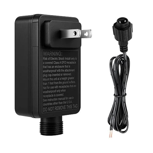 2.7W IP44 Class 2 Plug-in Power Adapter, AC 100–240V to DC 4.5V Adapter Transformer - Waterproof Power Supply for Outdoor String Lights, Holiday Decorations and Decorative Lighting