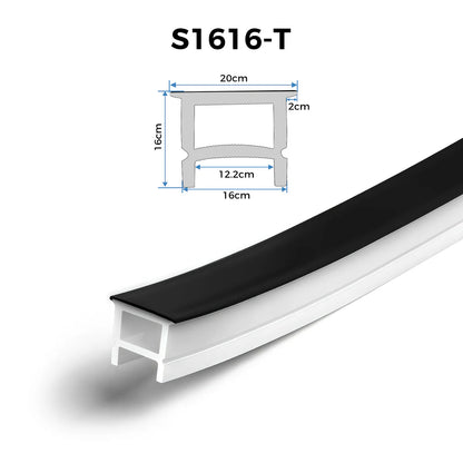 Q-TE Series 16×16mm Top Emitting LED Neon Tube Housing | S1616-T Black Quick Install Flexible Neon Tube Housing | Max Strip Width ≤12mm | 16.4FT/5M | LED Signage Cove Lighting