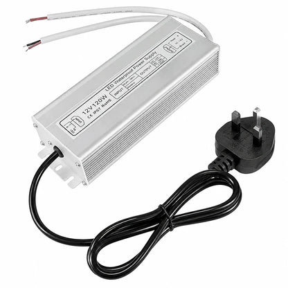 12V Outdoor Waterproof LED Power Supply 110W–280W, 90–265V Input, Single Wire Output, Aluminum Housing, Landscape & Outdoor Lighting, CE/RoHS/FCC Certified, Waterproof Transformer for Outdoor Lighting, US/UK/EU Plug