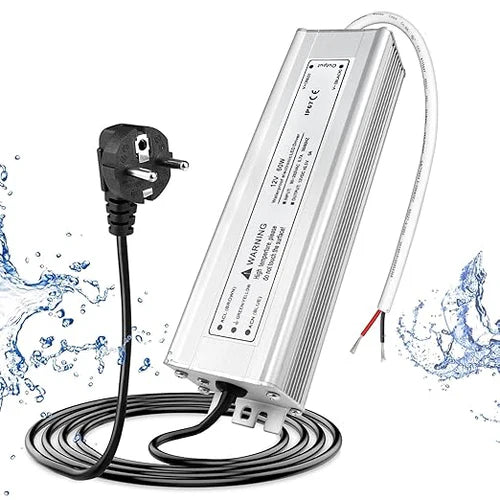 12V Outdoor Waterproof LED Power Supply 30W–100W, 90–265V Input, Single Wire Output, Aluminum Housing, Landscape & Outdoor Lighting, CE/RoHS/FCC Certified, Waterproof Transformer for Outdoor Lighting, US/UK/EU Plug