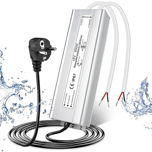 24V Outdoor Waterproof LED Power Supply 200W–500W, 175–265V Input, Single/Dual Wire Output, Aluminum Housing, Landscape & Outdoor Lighting, CE/RoHS/FCC Certified, Waterproof Transformer for Outdoor Lighting, UK/EU Plug