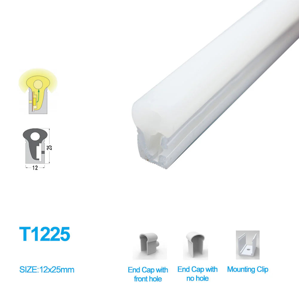 I-SE Series 12×25mm Side Emitting LED Neon Tube Housing | S1225 Silicone Neon Tube | IP67 Waterproof | 12mm PCB Width | 16.4FT/5M | Kitchen Bar Display Window