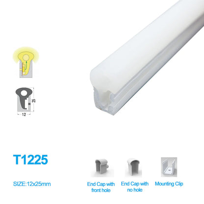 I-SE Series 12×25mm Side Emitting LED Neon Tube Housing | S1225 Silicone Neon Tube | IP67 Waterproof | 12mm PCB Width | 16.4FT/5M | Kitchen Bar Display Window
