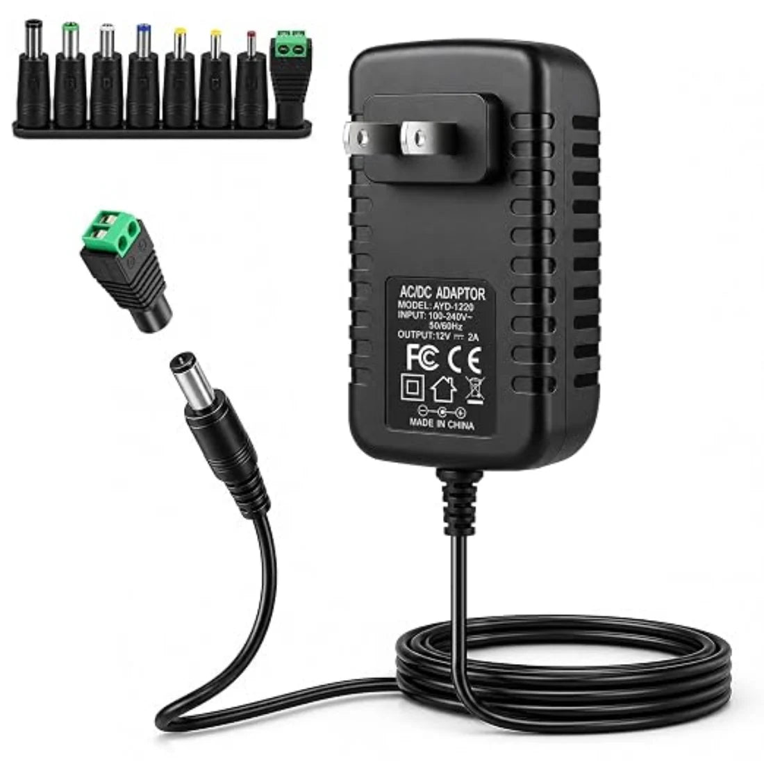 inShareplus 2er-Pack DC 24 V Netzteil, 100–240 V AC auf DC 24 Volt 1 A 24 W LED-Treiber, Niederspannungstransformator mit 5,5 mm x 2,1 mm DC-Stecker, Wandadapter für 24 V LED-Lichtstreifen, CCTV-Kamera 