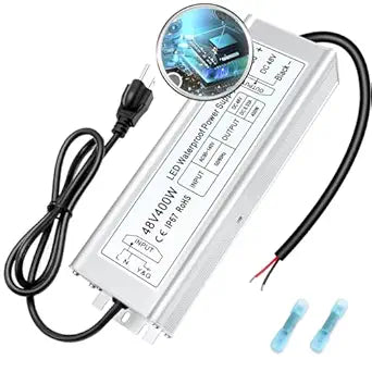 inShareplus 48 V 400 W LED-Netzteil, IP67 regenfester, wasserdichter Außentreiber, AC 90–140 V auf DC 48 V Niederspannungstransformator, Adapterkonverter für LED-Licht, Computerprojekt, Außenbereich 