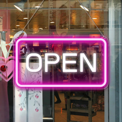 OPEN LED Store Signs – USB Powered | 16×9 inch | 5 Color Options | LED Window Hanging Light for  Store Entrances & Business Locations