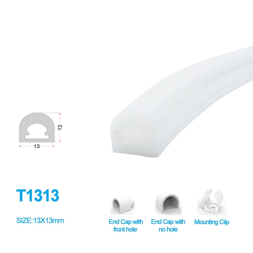 I-TE Series 13×13mm Top Emitting LED Neon Tube Housing | S1313 Waterproof Neon Housing | IP67 Waterproof | 8mm PCB Width | 16.4FT/5M | Ceiling Corridor Cove Lighting