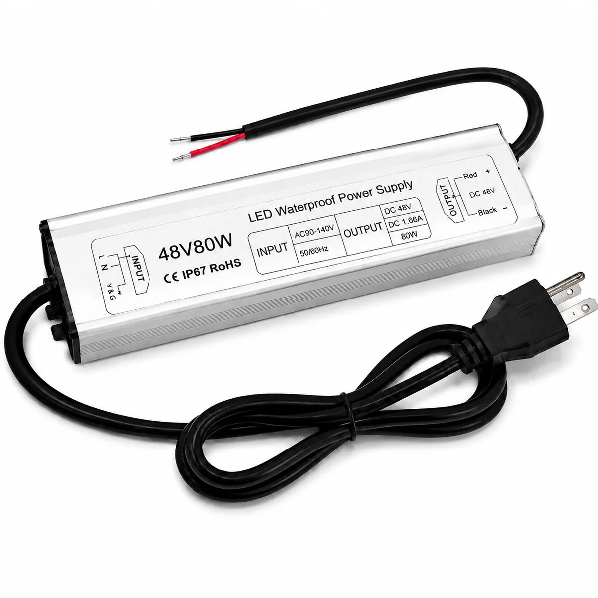 inShareplus 48 V 400 W LED-Netzteil, IP67 regenfester, wasserdichter Außentreiber, AC 90–140 V auf DC 48 V Niederspannungstransformator, Adapterkonverter für LED-Licht, Computerprojekt, Außenbereich 