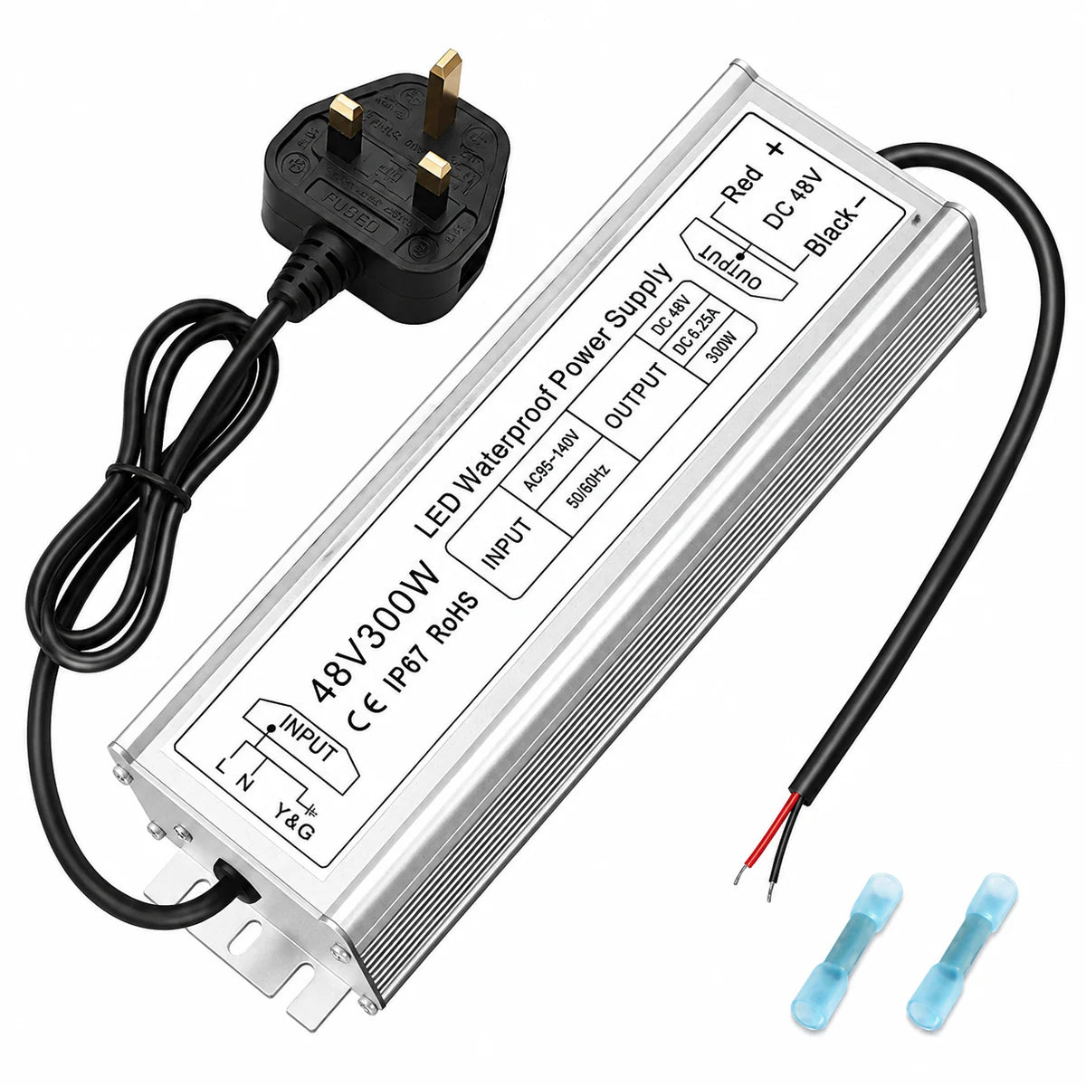 inShareplus 48 V 400 W LED-Netzteil, IP67 regenfester, wasserdichter Außentreiber, AC 90–140 V auf DC 48 V Niederspannungstransformator, Adapterkonverter für LED-Licht, Computerprojekt, Außenbereich 