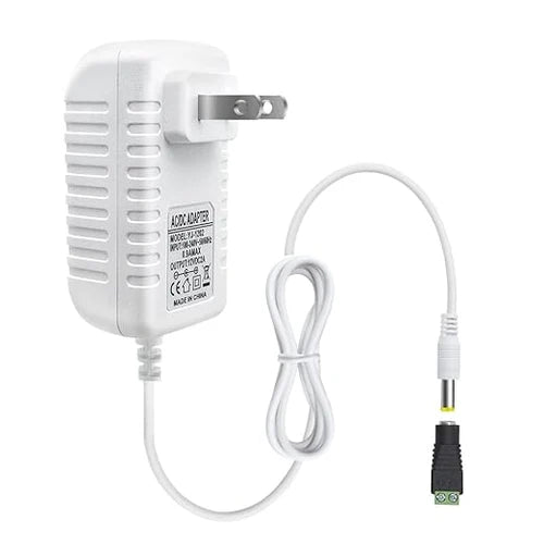 12V Plug-in Power Adapter 24W, AC 100–240V Input, Black/White Case - US Plug AC Power Supply for LED Lighting and DIY Projects