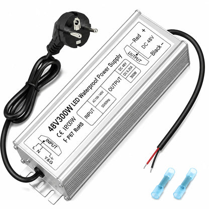 48V Outdoor Waterproof LED Power Supply 100W–400W, 175–265V Input, Single Wire Output, Aluminum Housing, Landscape & Outdoor Lighting, CE/RoHS/FCC Certified, Waterproof Transformer for Outdoor Lighting, UK/EU Plug