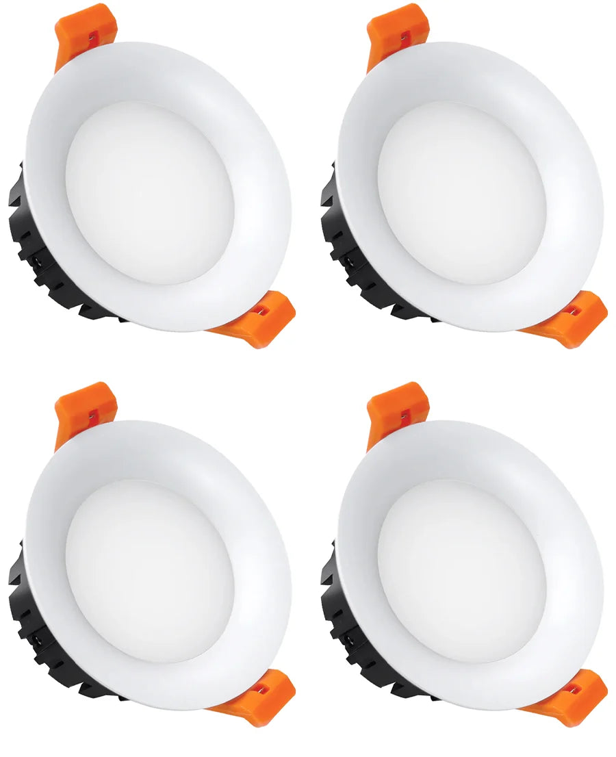 5W Anti-Glare Dome LED Downlight - 2700K–6000K - White/Black Housing - TRIAC Dimmable - 100–130V / 200–240V AC - 4 Pack - Comfortable Home Lighting