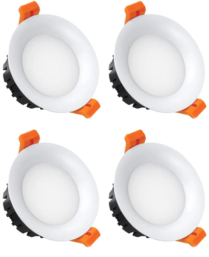 5W Anti-Glare Dome LED Downlight - 2700K–6000K - White/Black Housing - TRIAC Dimmable - 100–130V / 200–240V AC - 4 Pack - Comfortable Home Lighting