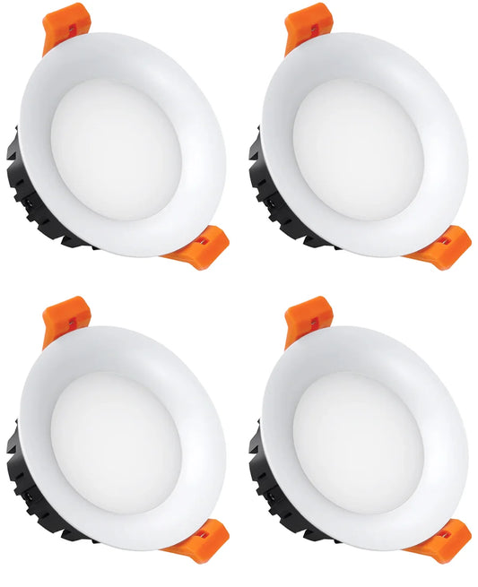 5W Anti-Glare Dome LED Downlight - 2700K–6000K - White/Black Housing - TRIAC Dimmable - 100–130V / 200–240V AC - 4 Pack - Comfortable Home Lighting