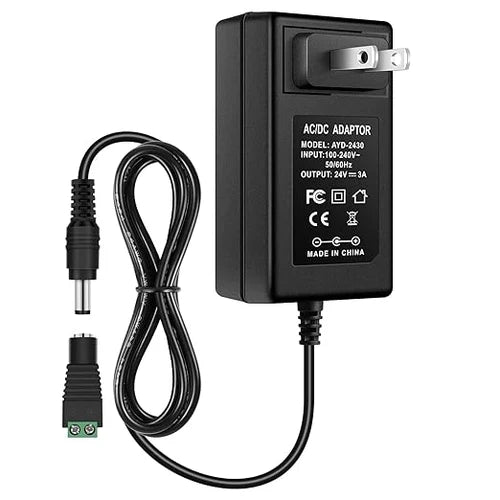 inShareplus 2er-Pack DC 24 V Netzteil, 100–240 V AC auf DC 24 Volt 1 A 24 W LED-Treiber, Niederspannungstransformator mit 5,5 mm x 2,1 mm DC-Stecker, Wandadapter für 24 V LED-Lichtstreifen, CCTV-Kamera 