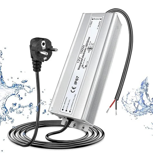 12V Outdoor Waterproof LED Power Supply 110W–280W, 90–265V Input, Single Wire Output, Aluminum Housing, Landscape & Outdoor Lighting, CE/RoHS/FCC Certified, Waterproof Transformer for Outdoor Lighting, US/UK/EU Plug