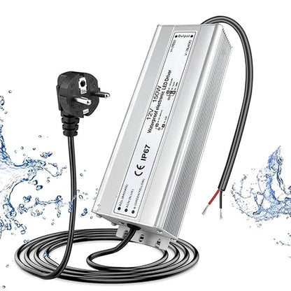 12V Outdoor Waterproof LED Power Supply 110W–280W, 90–265V Input, Single Wire Output, Aluminum Housing, Landscape & Outdoor Lighting, CE/RoHS/FCC Certified, Waterproof Transformer for Outdoor Lighting, US/UK/EU Plug