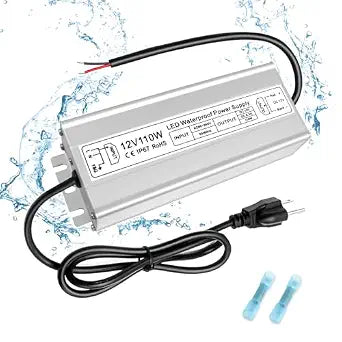 12V Outdoor Waterproof LED Power Supply 110W–280W, 90–265V Input, Single Wire Output, Aluminum Housing, Landscape & Outdoor Lighting, CE/RoHS/FCC Certified, Waterproof Transformer for Outdoor Lighting, US/UK/EU Plug