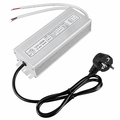 12V Outdoor Waterproof LED Power Supply 110W–280W, 90–265V Input, Single Wire Output, Aluminum Housing, Landscape & Outdoor Lighting, CE/RoHS/FCC Certified, Waterproof Transformer for Outdoor Lighting, US/UK/EU Plug