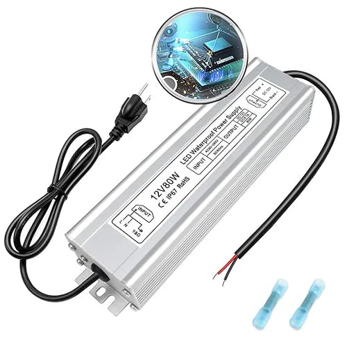 12V Outdoor Waterproof LED Power Supply 30W–100W, 90–265V Input, Single Wire Output, Aluminum Housing, Landscape & Outdoor Lighting, CE/RoHS/FCC Certified, Waterproof Transformer for Outdoor Lighting, US/UK/EU Plug