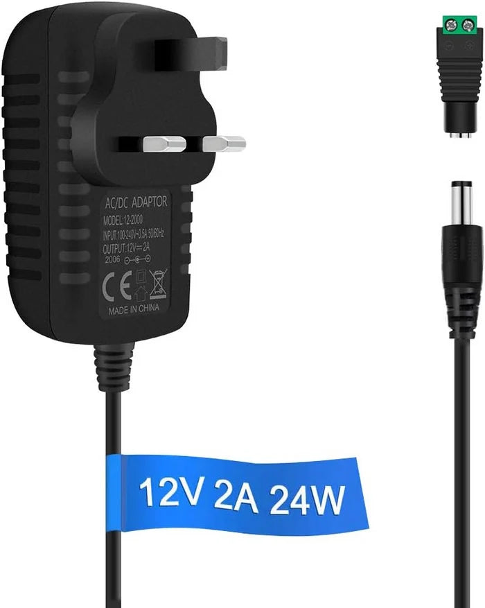 inShareplus 2er-Pack DC 24 V Netzteil, 100–240 V AC auf DC 24 Volt 1 A 24 W LED-Treiber, Niederspannungstransformator mit 5,5 mm x 2,1 mm DC-Stecker, Wandadapter für 24 V LED-Lichtstreifen, CCTV-Kamera 