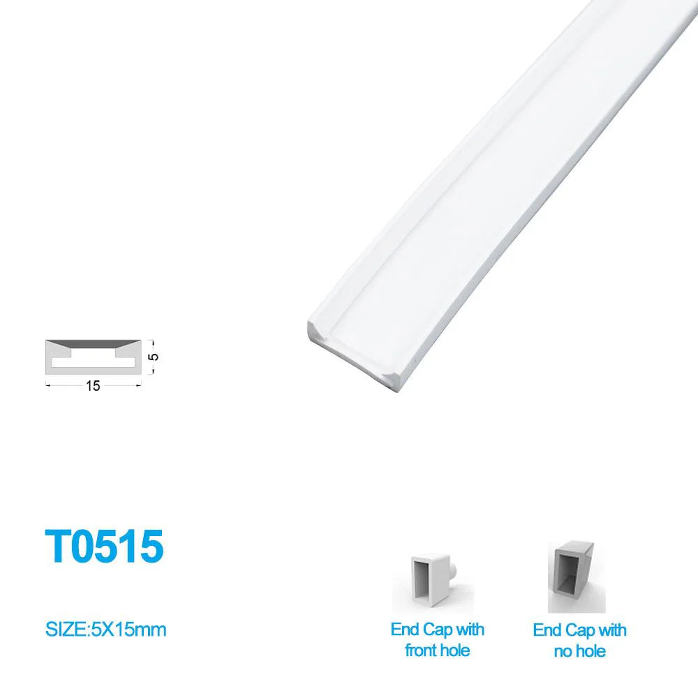 I-TE Series 5×15mm Top Emitting LED Neon Tube Housing | S0515 Soft Neon Tube Housing | IP67 Waterproof | 12mm PCB Width | 16.4FT/5M | Furniture Cabinet Lighting