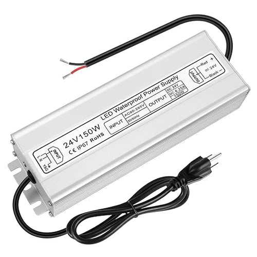 24V Outdoor Waterproof LED Power Supply 120W–300W, 90–265V Input, Single/Dual Wire Output, Aluminum Housing, Landscape & Outdoor Lighting, CE/RoHS/FCC Certified, Waterproof Transformer for Outdoor Lighting, US/UK/EU Plug