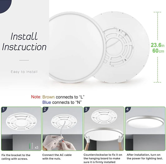 inSharepuls LED-Deckenleuchte, 5000 K Tageslichtweiß, 24 W (entspricht 240 W), 12 Zoll flache, moderne Deckenbeleuchtung, 3200 lm, Deckenlampe für Badezimmer, Veranda, Küche, Schlafzimmer, Wohnzimmer, Flur 