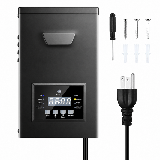 200W Low Voltage Lighting Transformer – 120V to 12V/15V AC, Timer & Internal Photocell, Low Voltage Power Supply for Outdoor LED Lighting
