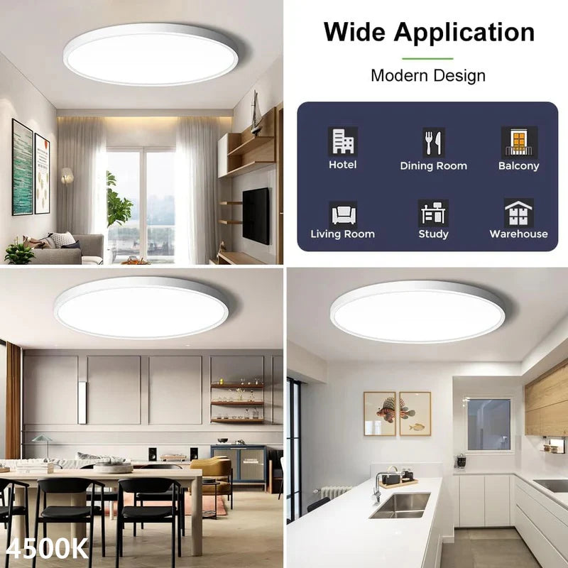 inSharepuls LED-Deckenleuchte, 5000 K Tageslichtweiß, 24 W (entspricht 240 W), 12 Zoll flache, moderne Deckenbeleuchtung, 3200 lm, Deckenlampe für Badezimmer, Veranda, Küche, Schlafzimmer, Wohnzimmer, Flur 