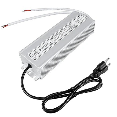 24V Outdoor Waterproof LED Power Supply 120W–300W, 90–265V Input, Single/Dual Wire Output, Aluminum Housing, Landscape & Outdoor Lighting, CE/RoHS/FCC Certified, Waterproof Transformer for Outdoor Lighting, US/UK/EU Plug