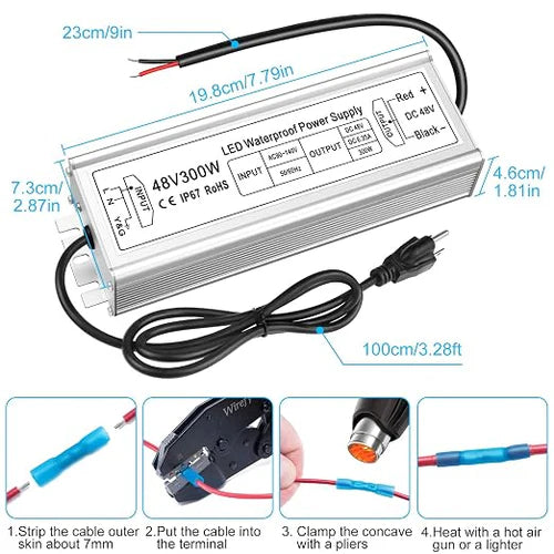 48V Outdoor Waterproof LED Power Supply 60W–80W, 90–265V Input, Single Wire Output, Aluminum Housing, Landscape & Outdoor Lighting, CE/RoHS/FCC Certified, Waterproof Transformer for Outdoor Lighting, US/UK/EU Plug