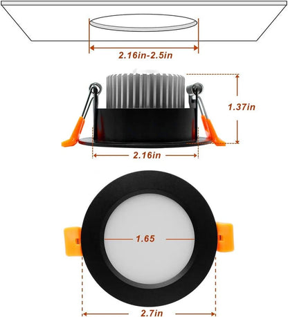 7W TRIAC Dimmable Downlight - 2700K–6000K - White/Black/Gold/Silver Finish - 100–130V / 200–240V AC - 4 Pack - Task & Everyday Lighting