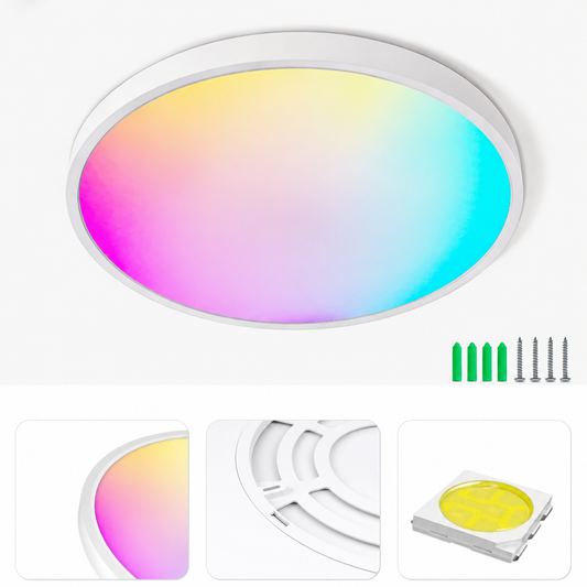 inSharepuls LED-Deckenleuchte, 5000 K Tageslichtweiß, 24 W (entspricht 240 W), 12 Zoll flache, moderne Deckenbeleuchtung, 3200 lm, Deckenlampe für Badezimmer, Veranda, Küche, Schlafzimmer, Wohnzimmer, Flur 