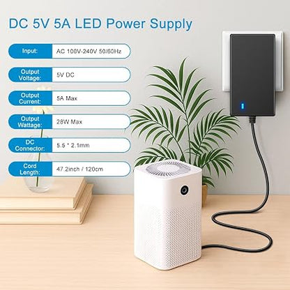 inShareplus 2er-Pack DC 24 V Netzteil, 100–240 V AC auf DC 24 Volt 1 A 24 W LED-Treiber, Niederspannungstransformator mit 5,5 mm x 2,1 mm DC-Stecker, Wandadapter für 24 V LED-Lichtstreifen, CCTV-Kamera 