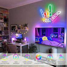 Laden Sie das Bild in den Galerie-Viewer, LightingWill &quot;Good Vibes&quot; Neon Sign – Dimmable LED Finger Light, USB Powered Wall Decor for Game Rooms, Bars, Weddings &amp; More