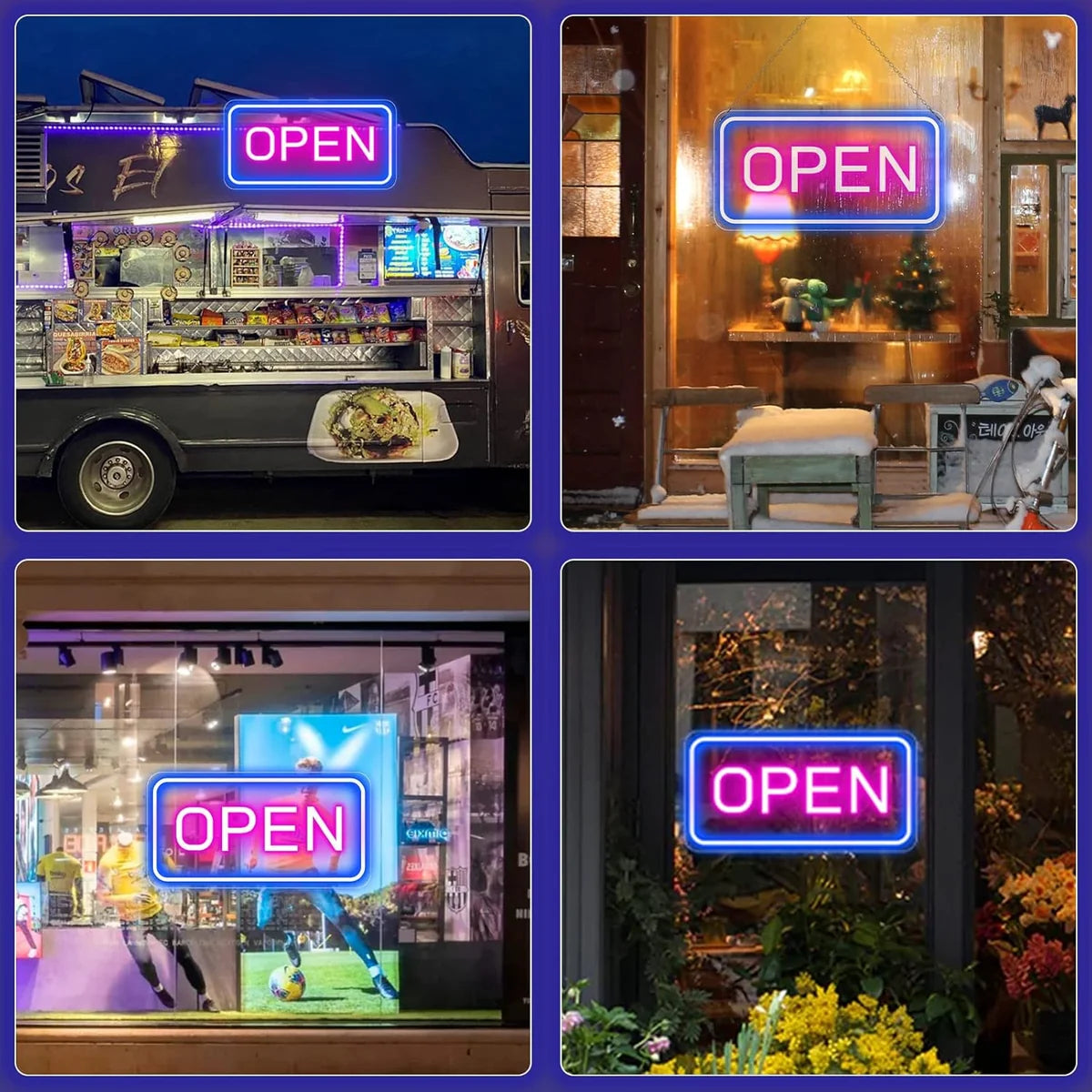 OPEN LED Store Signs – Rectangular | 3 Glow Color Options | 16×9 inch | Window Hanging | Plug & Play for  Store Entrances & Business Locations