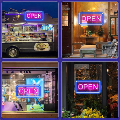 OPEN LED Store Signs – Rectangular | 3 Glow Color Options | 16×9 inch | Window Hanging | Plug & Play for  Store Entrances & Business Locations