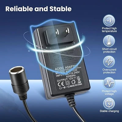 inShareplus 12 V 2,5 A 30 W AC-DC-Konverter, 12-Volt-Zigarettenanzünderadapter, 110 V auf 12 V Autoanzünderadapter auf Wandsteckdosenadapter, 12-V-Stromversorgung für Autogeräte (MP3, Ventilator, Dashcam) 
