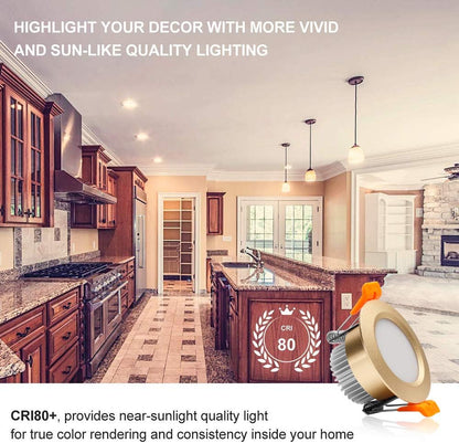 7W TRIAC Dimmable Downlight - 2700K–6000K - White/Black/Gold/Silver Finish - 100–130V / 200–240V AC - 4 Pack - Task & Everyday Lighting