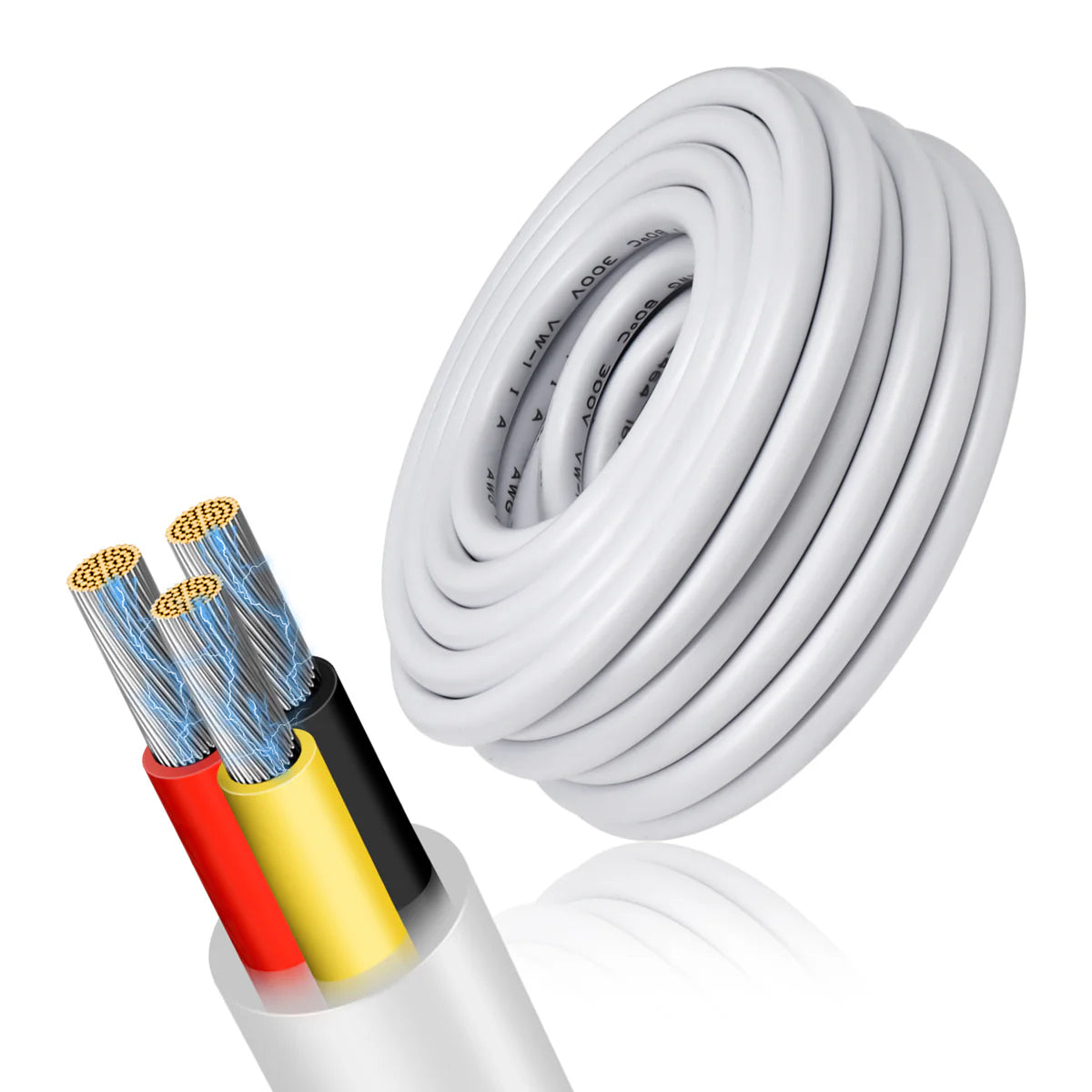 14 AWG PVC Insulated Copper Wire, 2–8 Conductor Stranded Tinned Copper Industrial Electrical Cable – White Flexible Control Cable for Electrical Wiring Systems, Signal Transmission & Bulk Industrial Supply – 5/10/20/50m Options